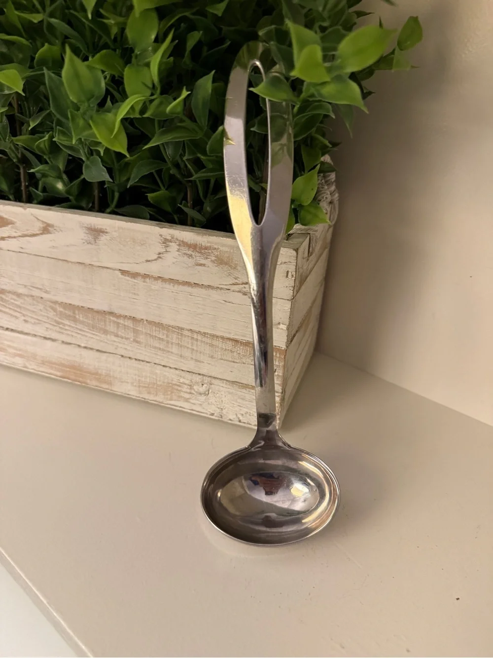 Bran Stainless Steel Gravy Ladle Modernist Open Handle Serving Spoon 8”